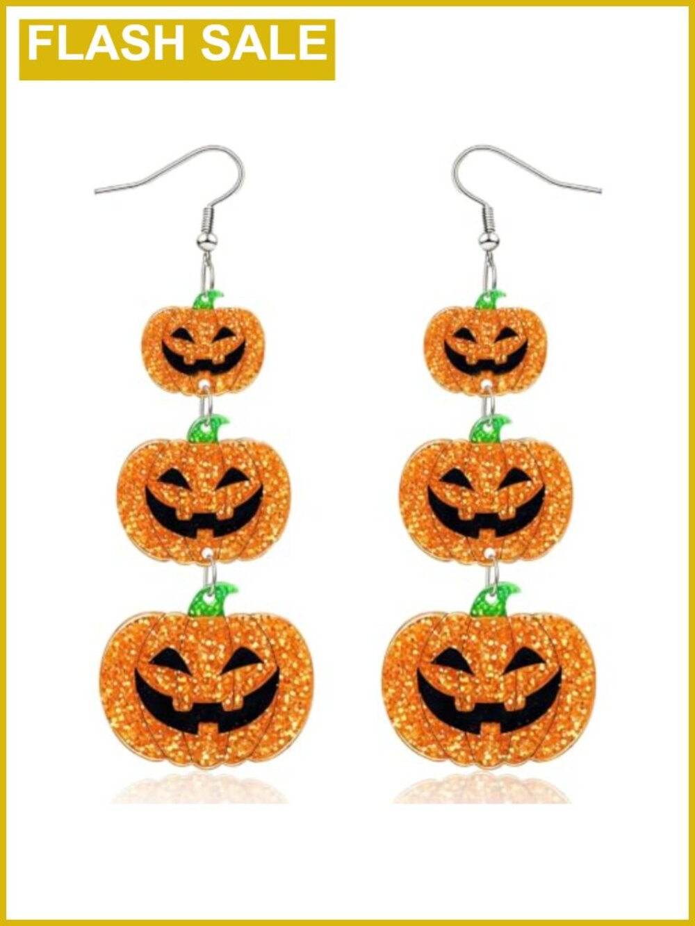 Halloween Pumpkin Dangle Earrings Glitter Acrylic Drop Jewelry for Women